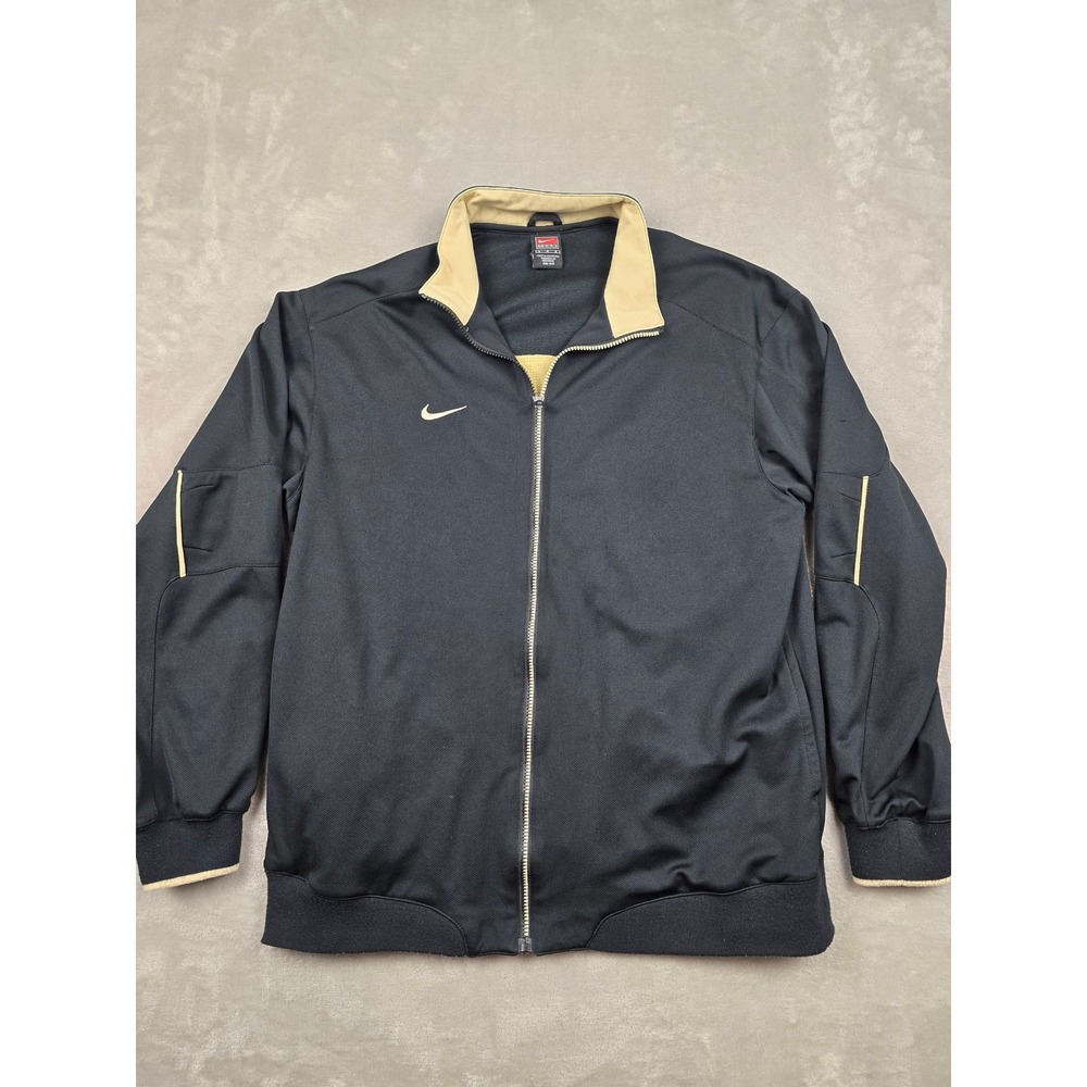 Vintage Nike Track Jacket Mens L Black Gold Dri-Fit‎ Full Zip Athletic Y2K